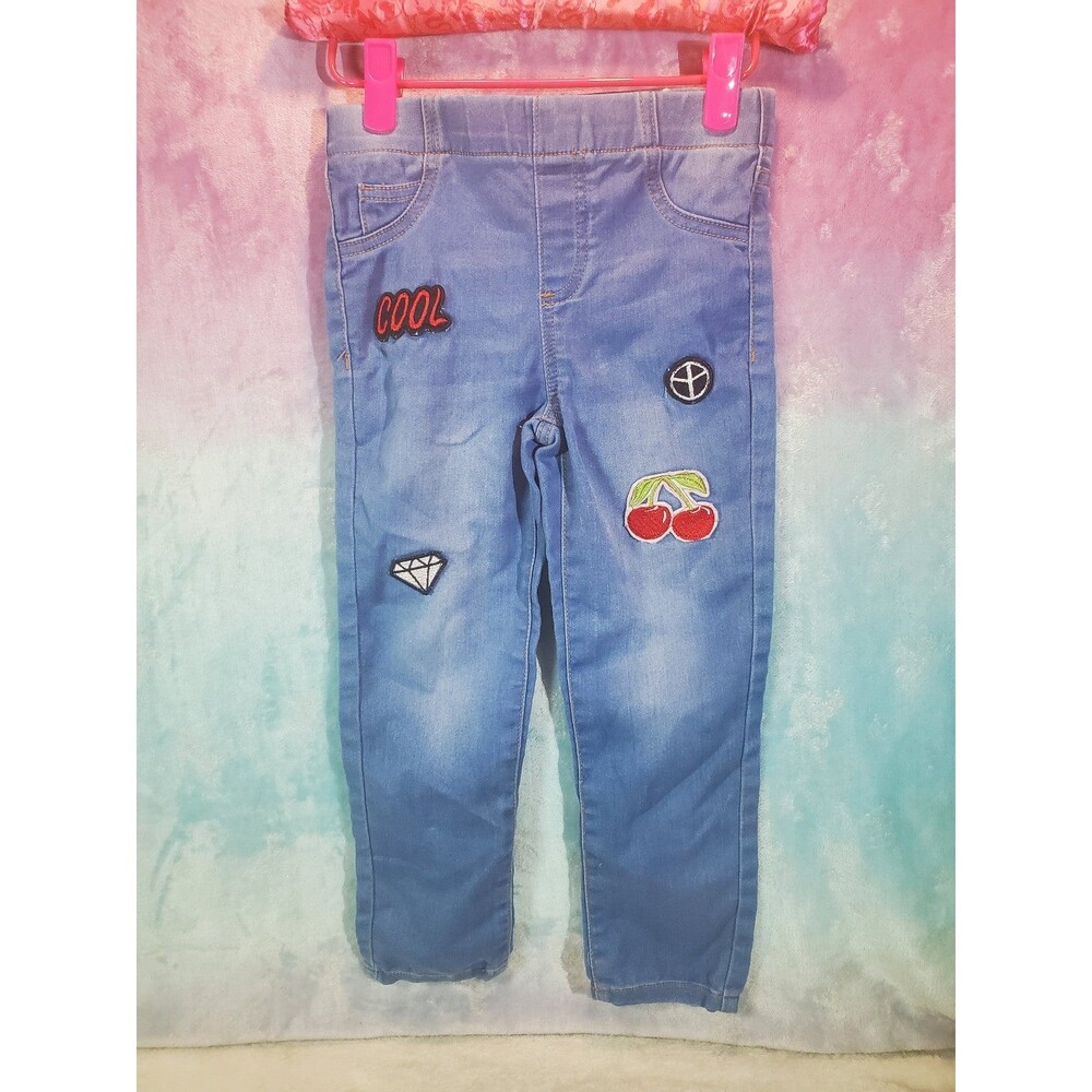Wonderkids Emoji Patch Jeans Size 5T Toddler Girls Elastic Waist